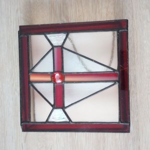 Vintage Stained Glass Box. Cross Design.